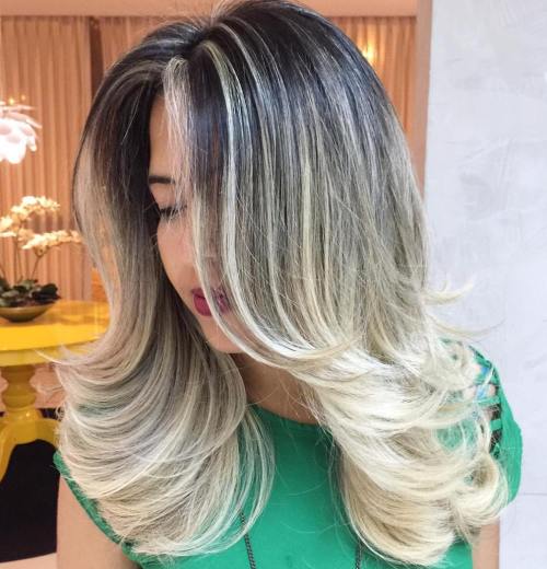 BLACK HAIR WITH ASH BLONDE OMBRE