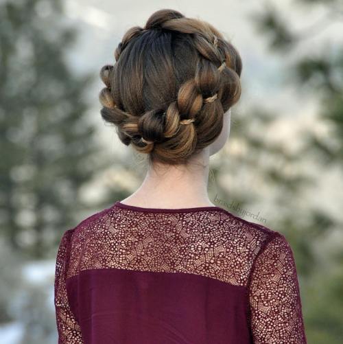FOUR STRAND CROWN BRAID UPDO FOR CRIMPED HAIR
