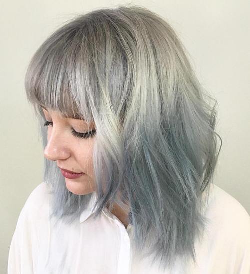 GRAY TO PASTEL BLUE OMBRE HAIR