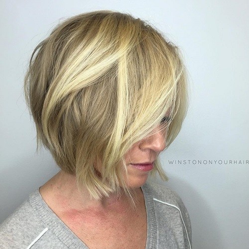 Hairstyles for Women Over 40 Crisp Blonde Cut