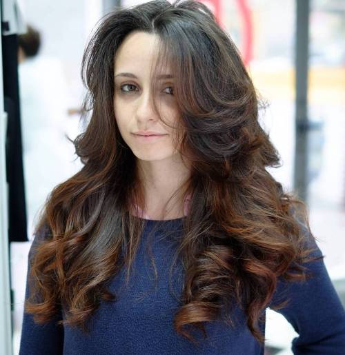LONG CURLY HAIRSTYLE FOR THICK HAIR