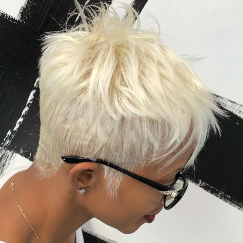 African American white blonde pixie