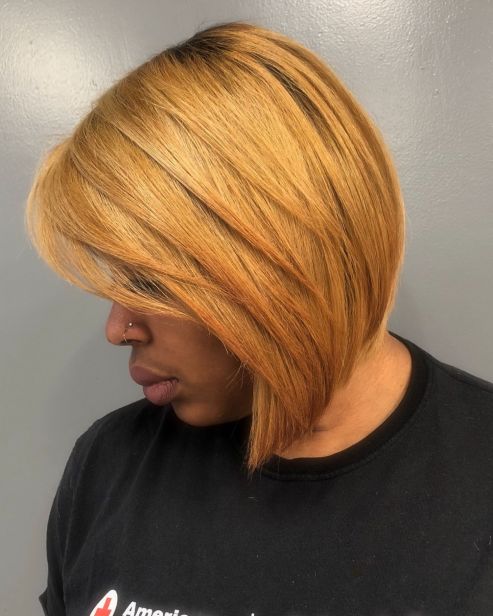 African american blonde layered bob