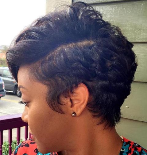 African american side part pixie