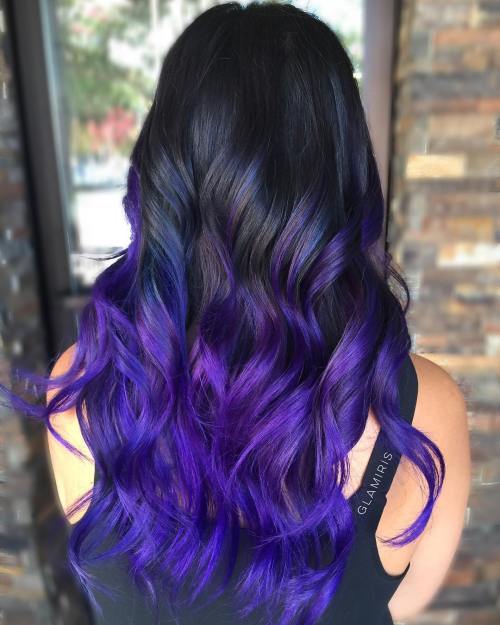 BLACK TO PURPLE OMBRE HAIR