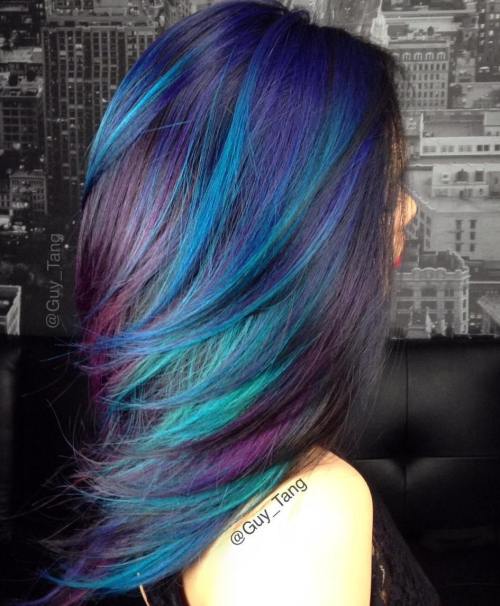 BLUE TEAL AND PURPLE HIGHLIGHTS