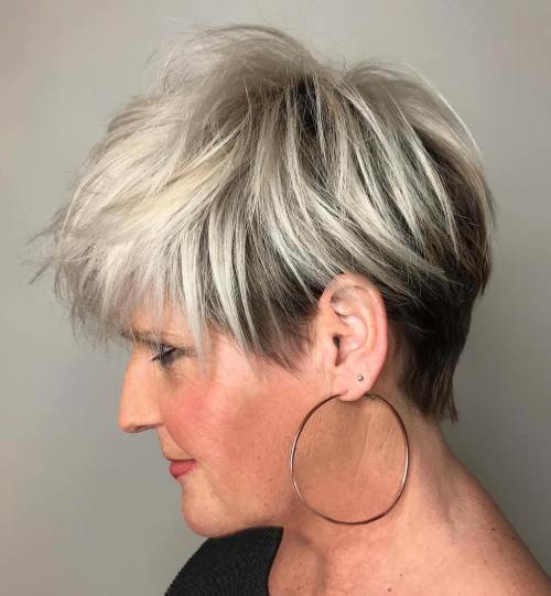 Brown and blonde undercut pixie
