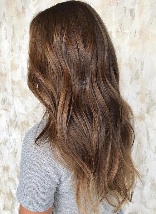 Brown hair with golden brown highlights