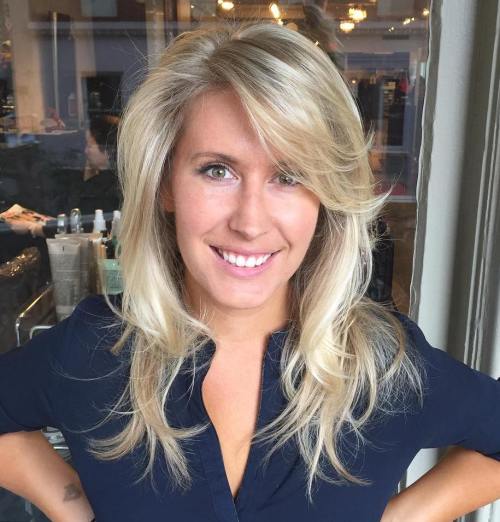 LAYERED HAIRCUT WITH SIDE BANGS FOR THIN HAIR