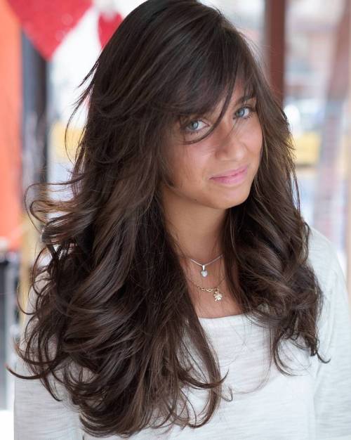 LONG LAYERED BROWN HAIRSTYLE