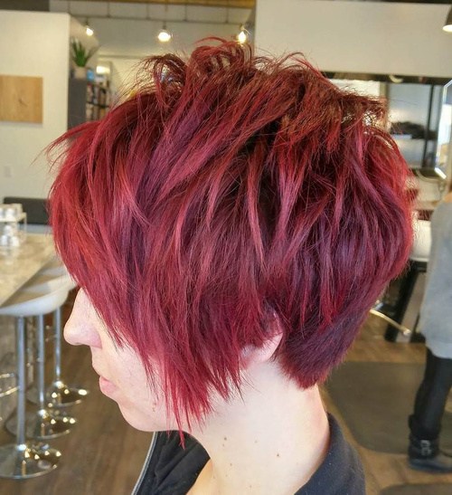 LONG RED PIXIE CUT