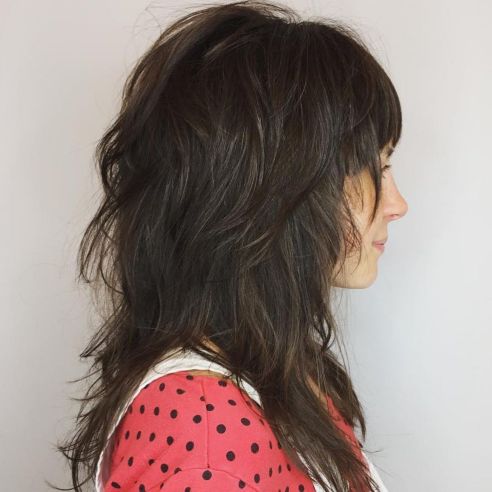 Long tousled layered hairstyle