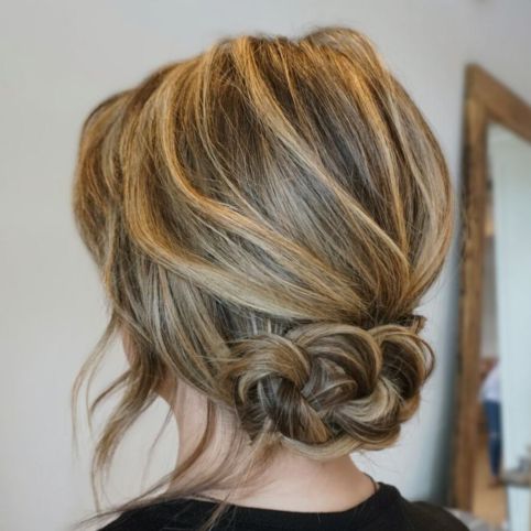 Low braided updo for lob