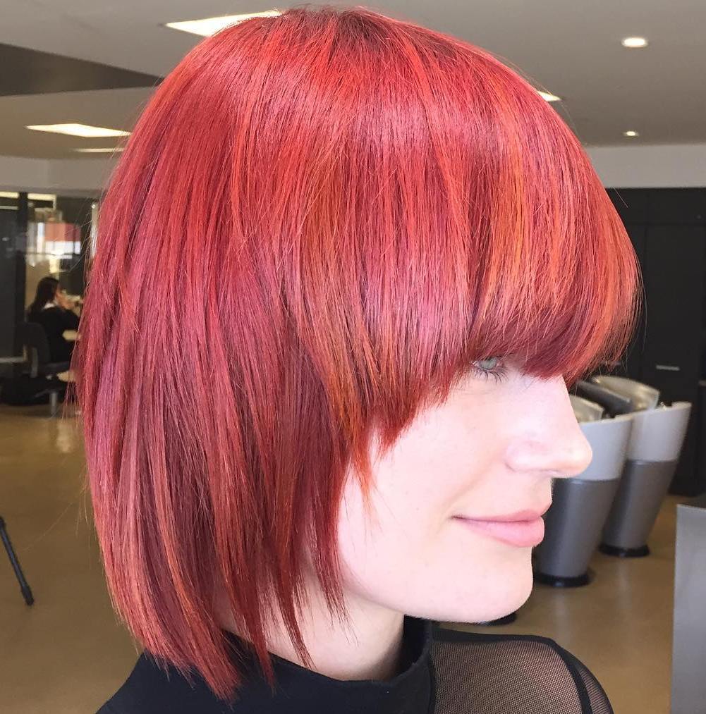 SHORT MAGENTA HAIR WITH RED HIGHLIGHTS