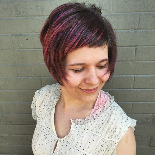 SUPER SHORT BANGS WITH PINK HIGHLIGHTS