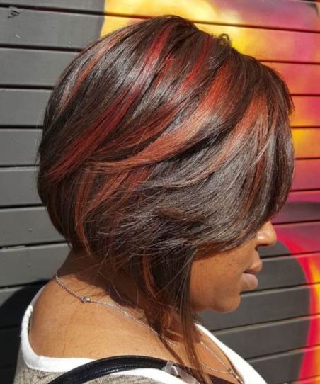Two tone red balayage for dark hair