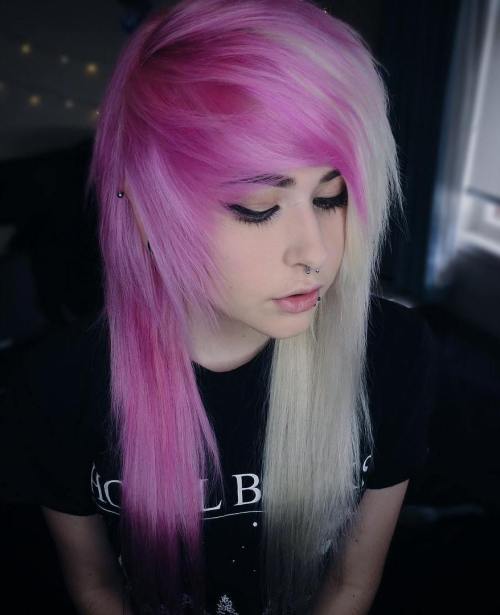 WHITE AND PINK EMO HAIRSTYLE