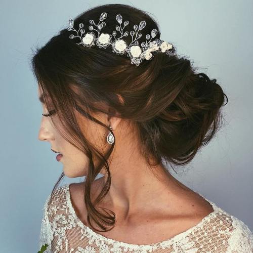 low wedding updo with a brown