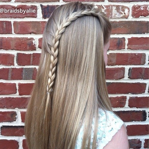 teen hairstyle with a side waterfall braid