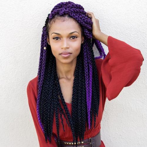 Black and purple yarn braids
