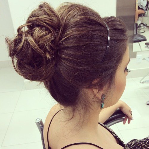 Bun updo with a bouffant