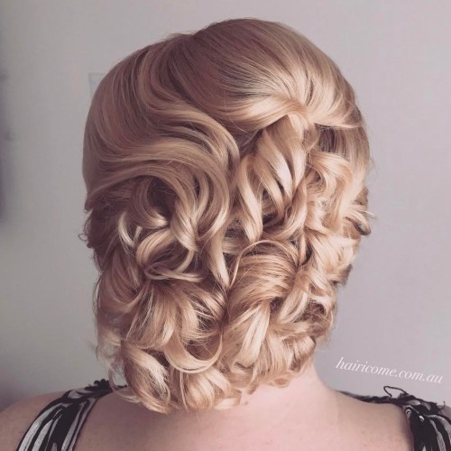 Curly blonde updo
