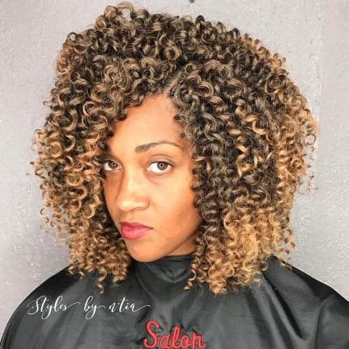 Curly sew in with balayage highlights