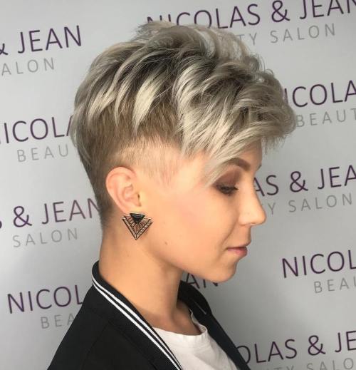 Icy blonde androgynous cut with undercut