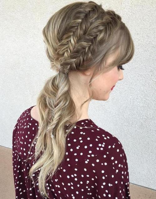 Ponytail with two braids
