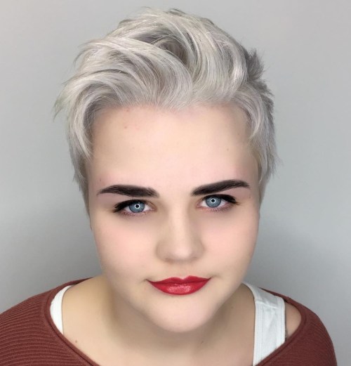 Short gray pixie for round faces