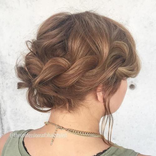 Twisted messy updo for shorter hair
