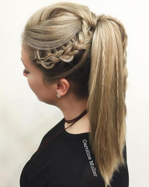 Twisted ponytail with braids