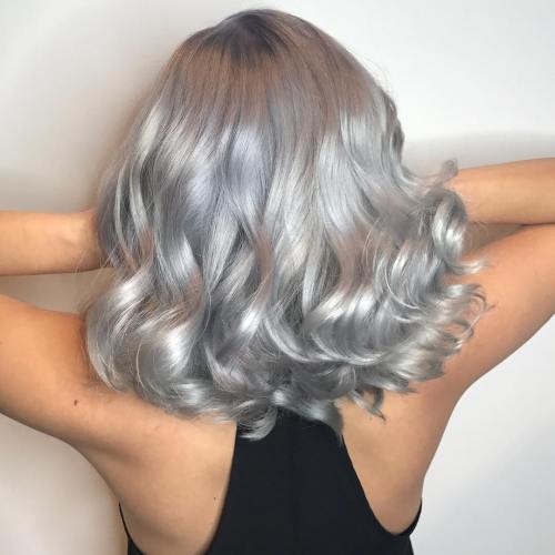 Metallic gray hair color