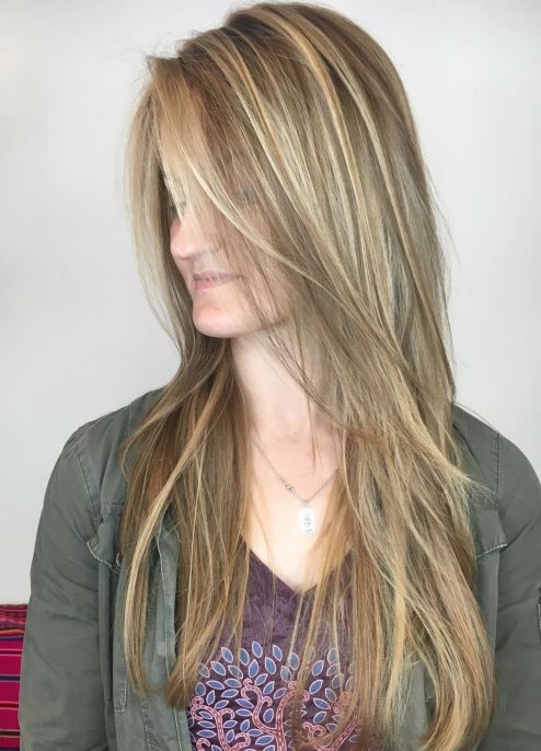 Layered hairstyle for long straight hair
