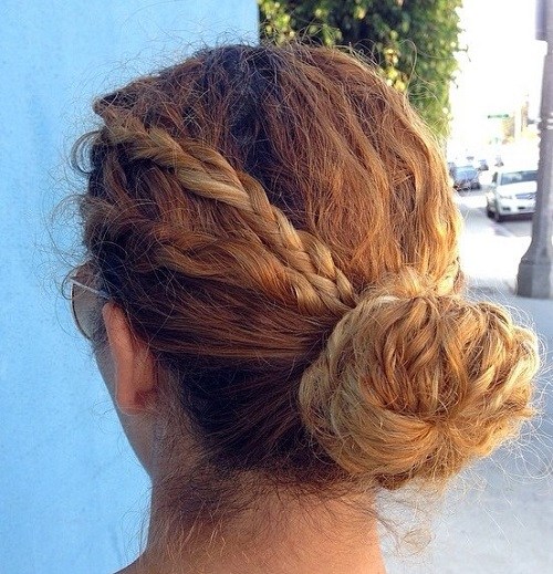 Bun with braids for curly hair