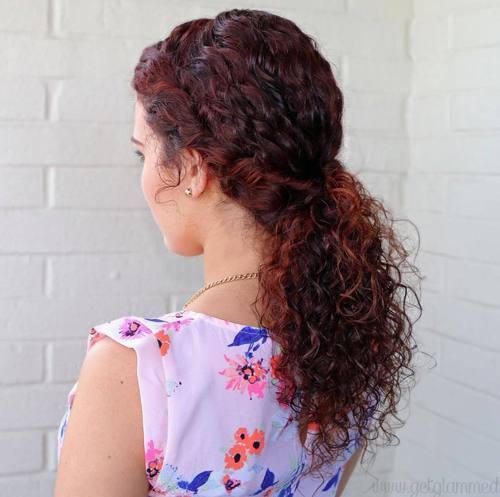Low ponytail for curly hair
