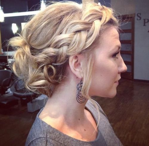 Messy Updo with a Crown Braid