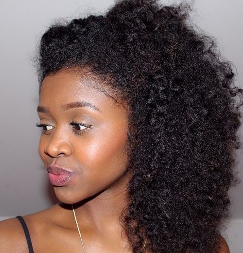 Side half up hairstyle for natural hair