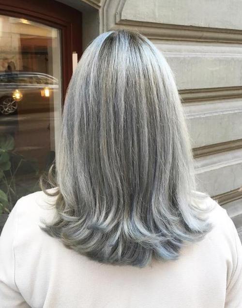 Medium gray hairstyle for straight hair