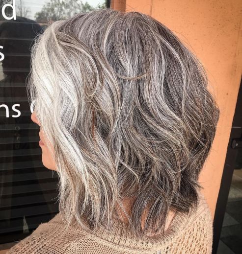 Medium natural looking gray hair