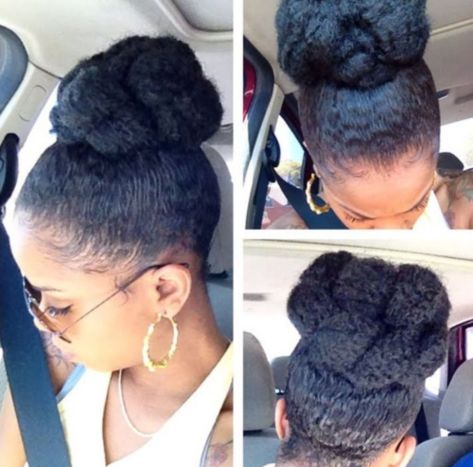 Afro puff updo hairstyle for black women