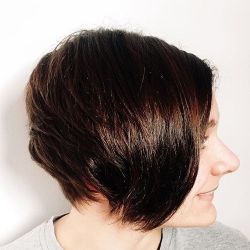 Short layered brunette hairstyle