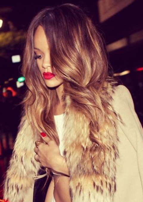 Rihanna Hairstyles Sexy Ombre Loose Curls