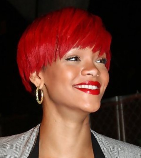 Rihanna Short Hairstyles Edgy Scarlet Straight Haircut