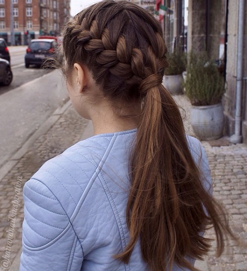 TWO BRAIDS AND PONY FOR LONG THICK HAIR
