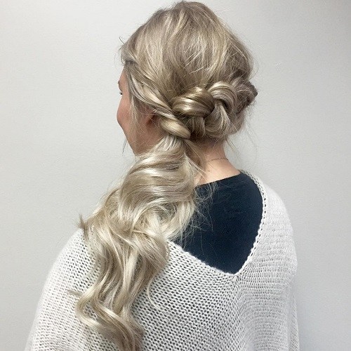 Back braid and side ponytail