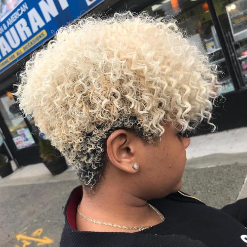 Blonde curly tapered natural cut