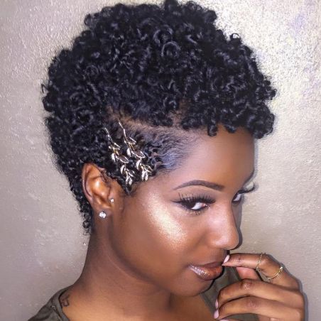 Curly black hairstyle for short hair