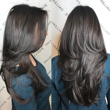Haircut with layers for thick long hair