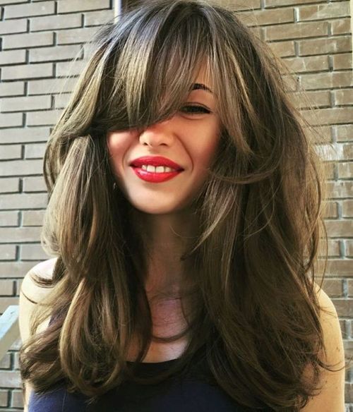 LONG LAYERED HAIRCUT WITH BANGS FOR THICK HAIR